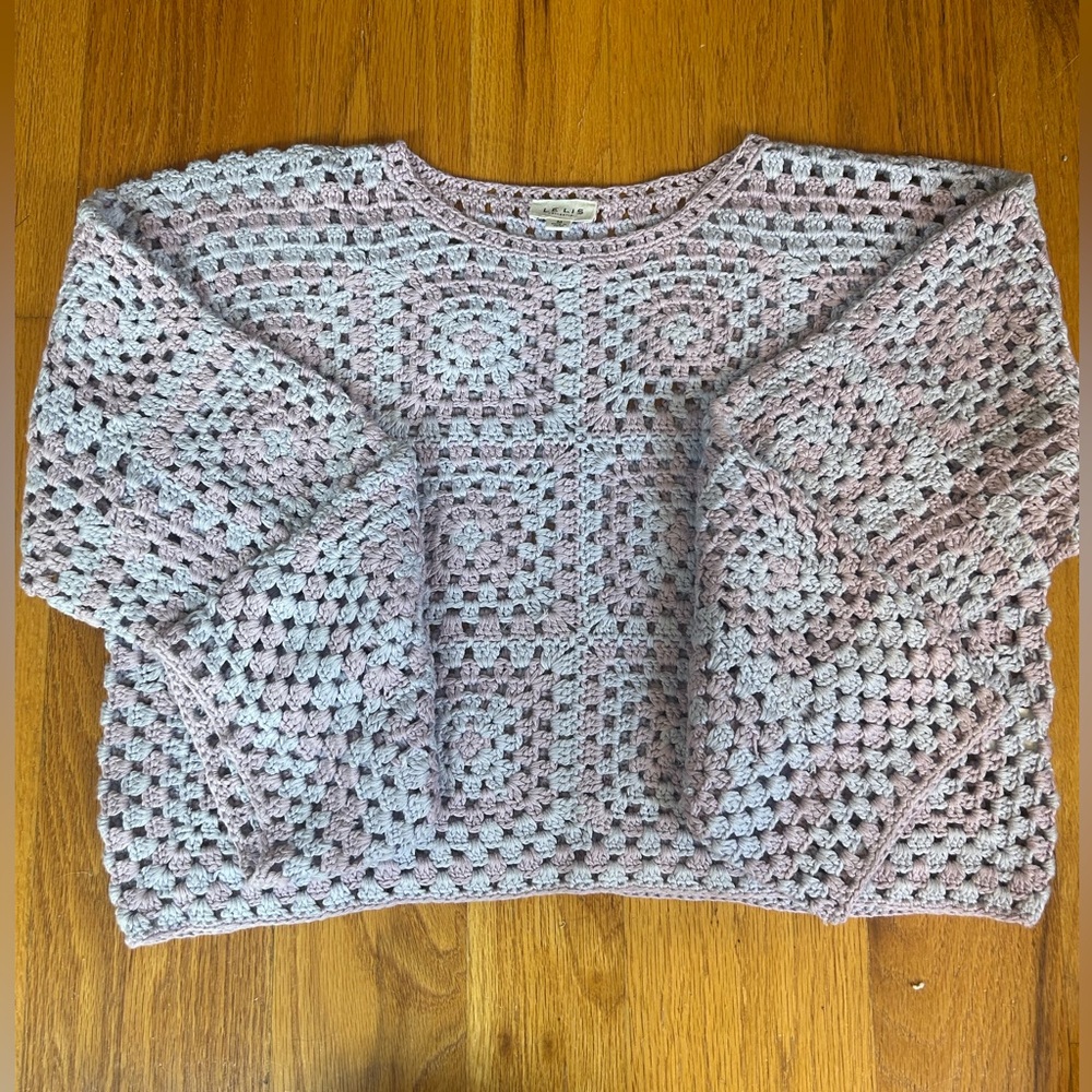 LE LIS CROCHET LAVENDER SWEATER